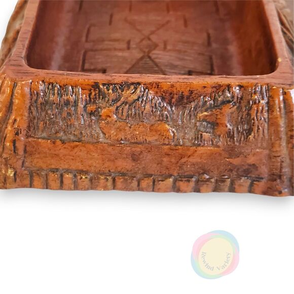 VTG ANCO Redwood Ashtray Cigarette Box Mid Century Resin Bakelite Kitschy - Picture 11 of 16